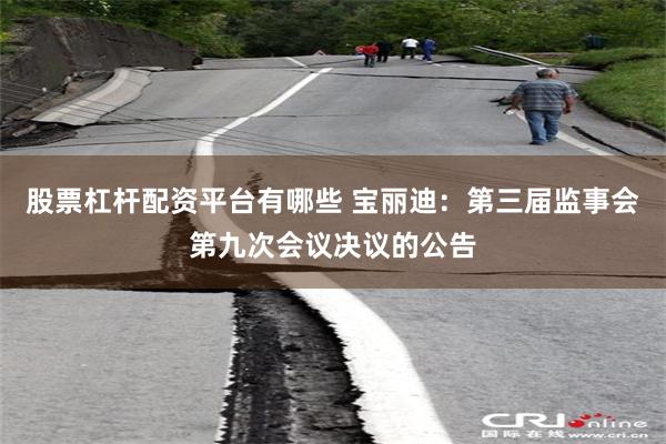 股票杠杆配资平台有哪些 宝丽迪：第三届监事会第九次会议决议的公告